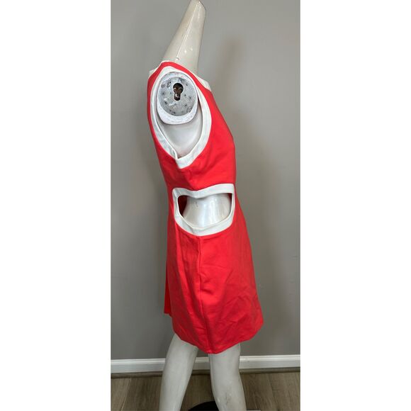 STAUD Dolce Contrast Cut Out Mini Dress Size L $245 - Picture 8 of 9